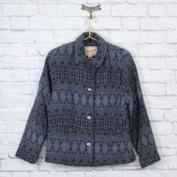 Woolrich Jackets & Blazers - Vintage! Woolrich Blue Wool Blend Aztec Southwestern Jacket Coat Size M